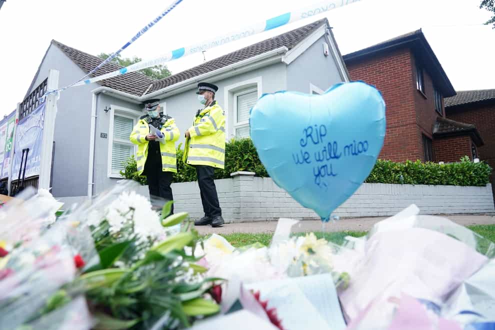 Flowers left at the scene near Belfairs Methodist Church in Leigh-on-Sea where the MP was killed (Dominic Lipinski/PA)