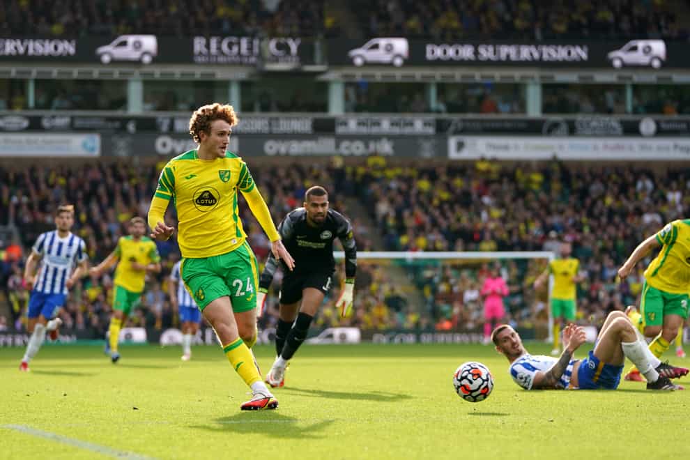 Norwich City’s Josh Sargent missed a good chance during the 0-0 draw with Brighton (Joe Giddens/PA)
