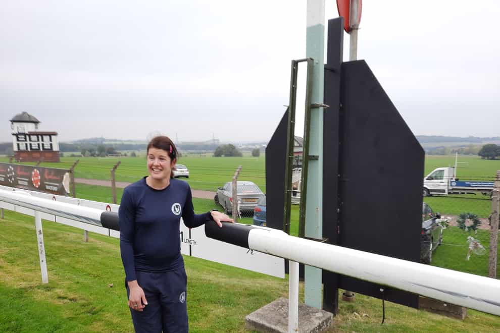 Harriet Bethell at the winning post after walking the course at Pontefract (Keith Hamer/PA)