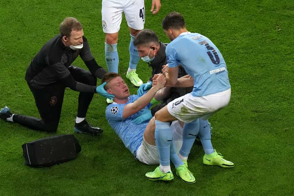 Kevin De Bruyne was forced off injured in the Champions League final last season (Adam Davy/PA)