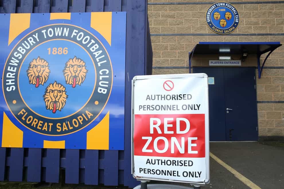 Shrewsbury have suspended three spectators as an allegation of racist abuse is investigated (Barrington Coombs/PA)