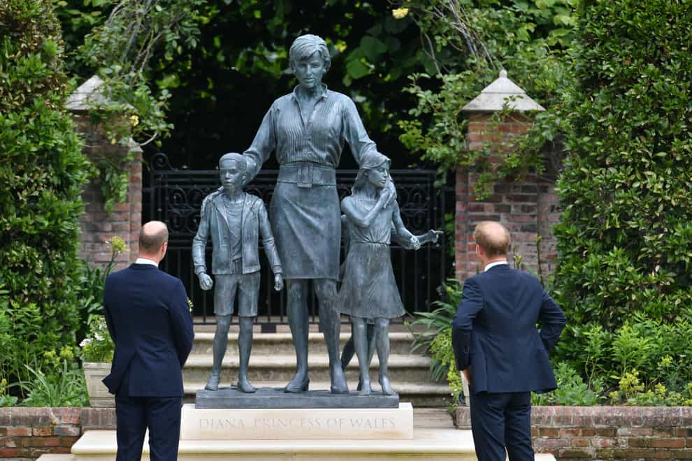William and Harry unveiling Diana’s statue (Dominic Lipinski/PA)