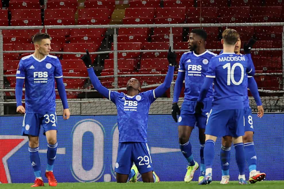 Leicester’s Patson Daka scored four goals in their win at Spartak Moscow (AP/PA)