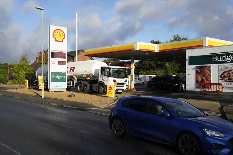 A Hoyer tanker makes a delivery at a Shell petrol station in Basingstoke (Andrew Matthews/PA)