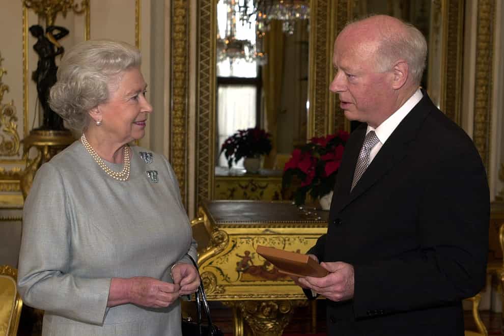 The Queen invests Bernard Haitink with the Insignia of the Companion of Honour at Buckingham Palace in 2002. Haitink has died, aged 92 (Matthew Fearn/PA)