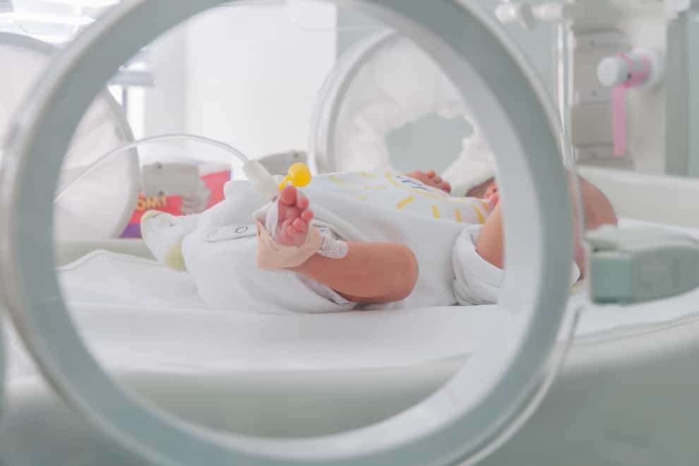 Newborn baby in an incubator (Alamy/PA)