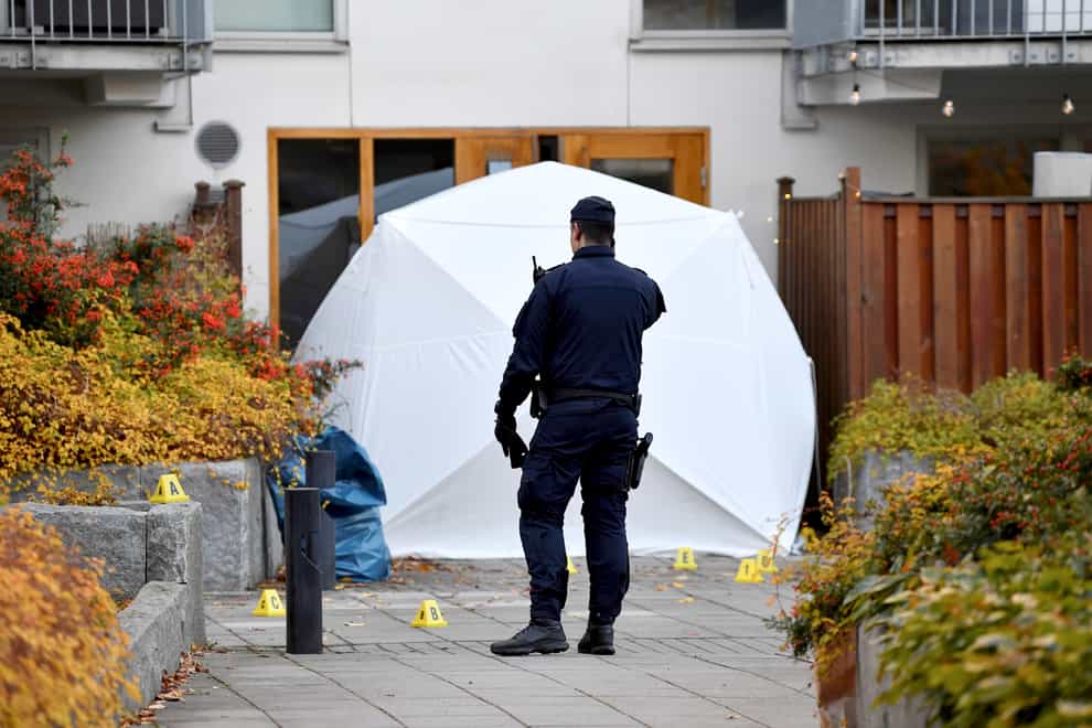 The scene of the shooting in Stockholm (Henrik Montgomery/TT via AP)