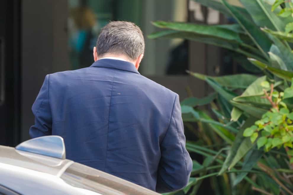 Matteo Salvini arrives at Palermo’s court (AP Photo/Gregorio Borgia)