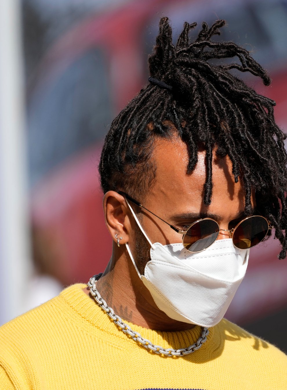 Mercedes driver Lewis Hamilton arrives before a practice session at the Formula One US Grand Prix (Nick Didlick/AP)