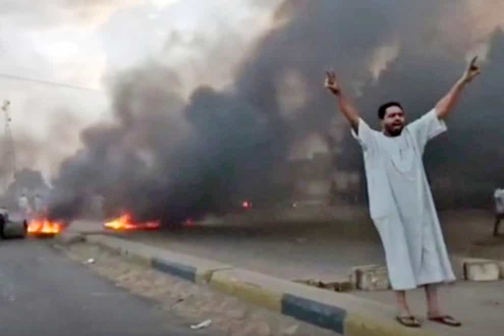 A man shouts slogans during a protest in Khartoum, Sudan (New Sudan NNS via AP)