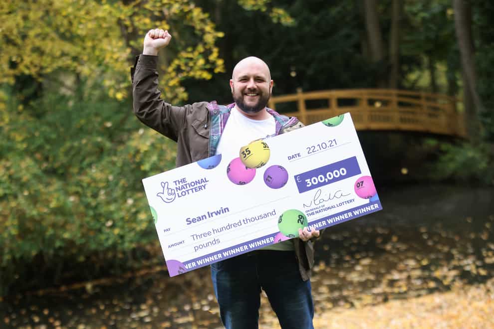 Plumber Sean Irwin, 36, has won £300,000 on a Lottery scratchcard (National Lottery/PA)