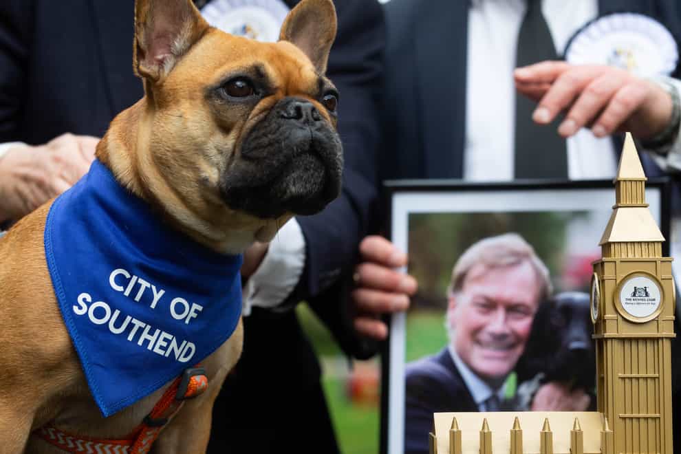 Sir David Amess’ French Bulldog, Vivienne is announced as the winner of the Westminster Dog of the Year competition (David Parry/PA)