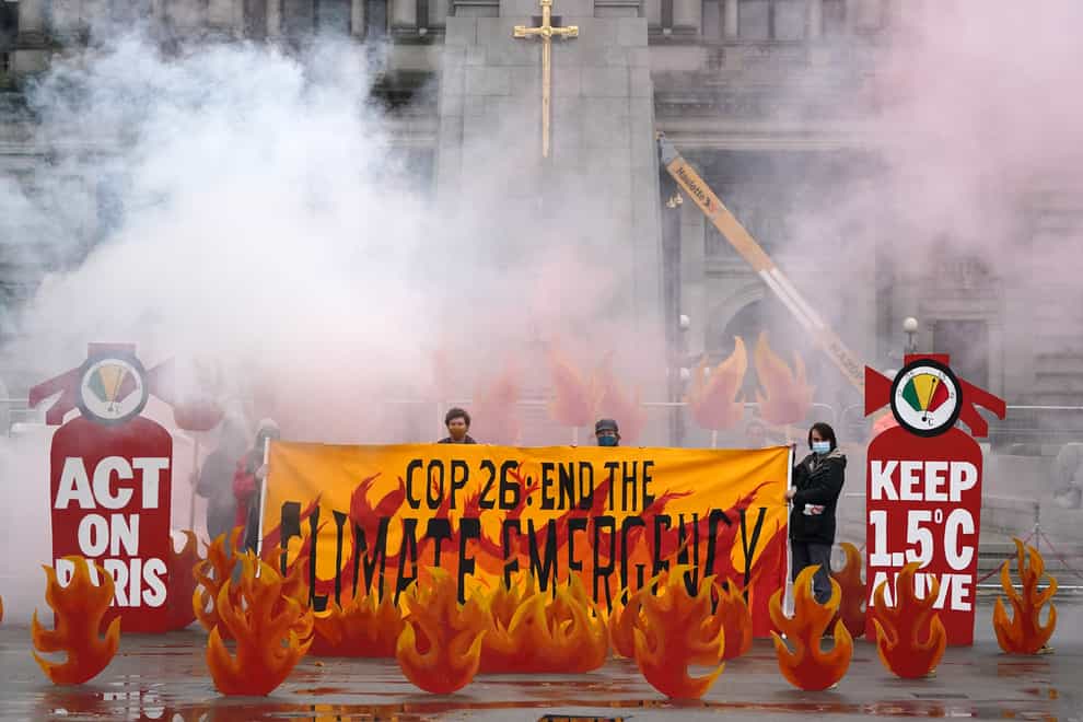 Climate activists call for action ahead of the Cop26 talks in Glasgow (Andrew Milligan/PA)