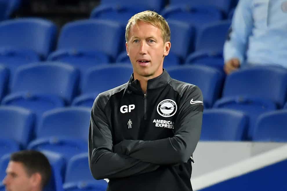 Brighton manager Graham Potter will look for the right balance in his team when they play Liverpool at Anfield (Glyn Kirk/PA)
