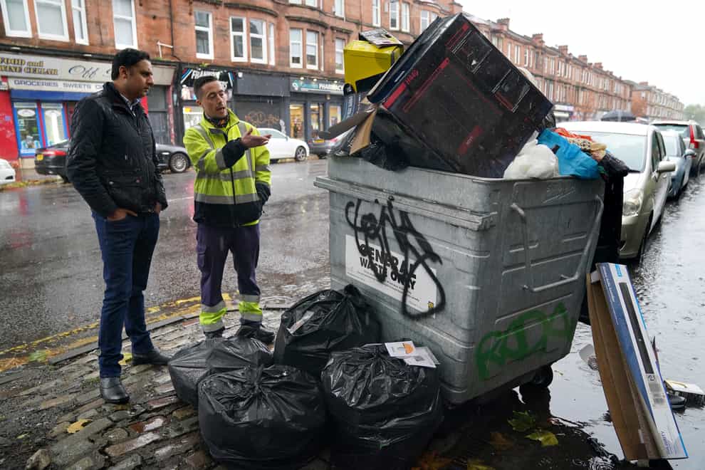 Scottish Labour leader Anas Sarwar said the First Minister is out of touch with the rubbish crisis in Glasgow (Andrew Milligan/PA)
