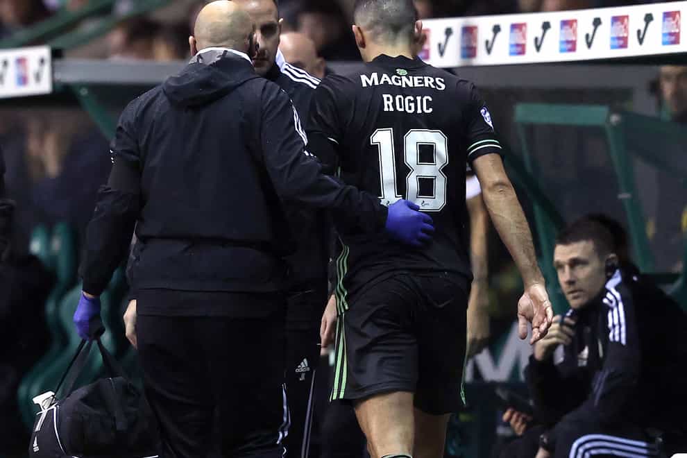 Tom Rogic left the Easter Road pitch with an injury (Jeff Holmes/PA)