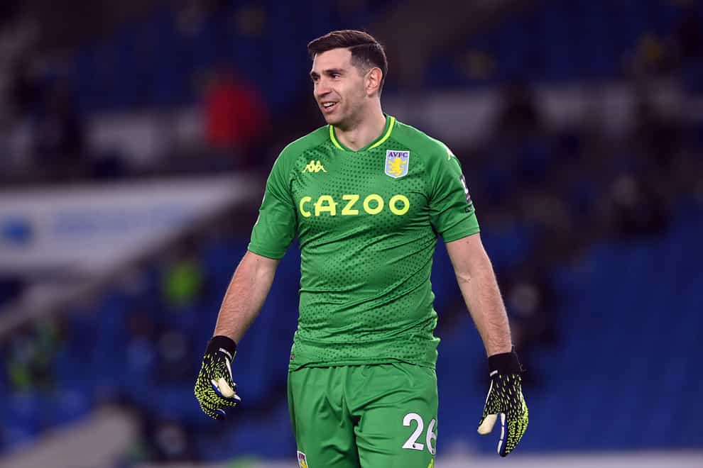 Aston Villa goalkeeper Emiliano Martinez is expected the play on Sunday (Neil Hall/PA)