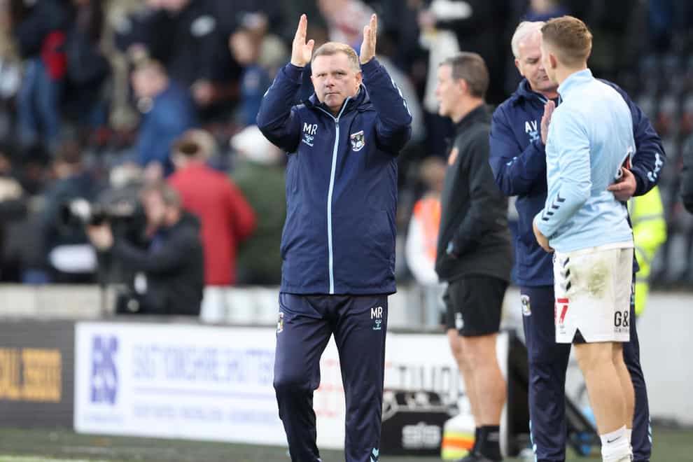 Mark Robins would not entertain talk of promotion despite Coventry’s win at Hull (Richard Sellers/PA)