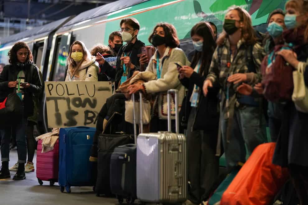 Activists started on the Eurostar before transferring to an Avanti West Coast train in London (Kirsty O’Connor/PA)
