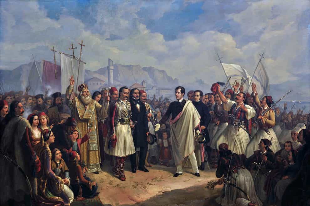 The Reception of Lord Byron at Missolonghi by the Greek artist, Theodoros Vryzakis (1819-1878), oil on canvas, 1861 (Ian Dagnall Computing/Alamy/PA)
