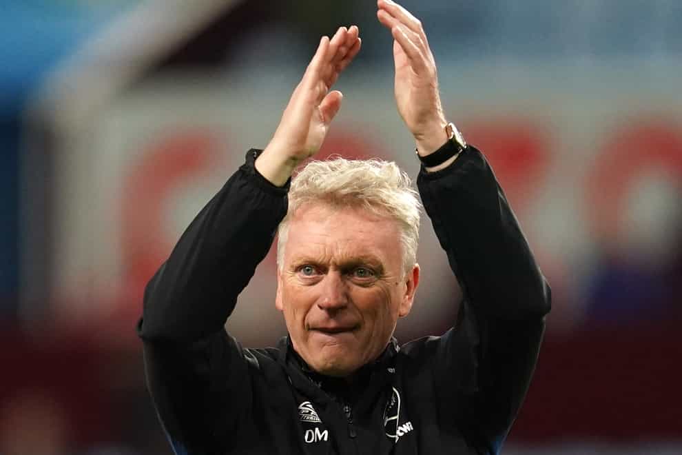 David Moyes applauds the fans after victory at Aston Villa (Nick Potts/PA)