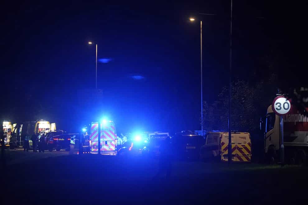 Emergency services on London Road in Salisbury (Andrew Matthews/PA)