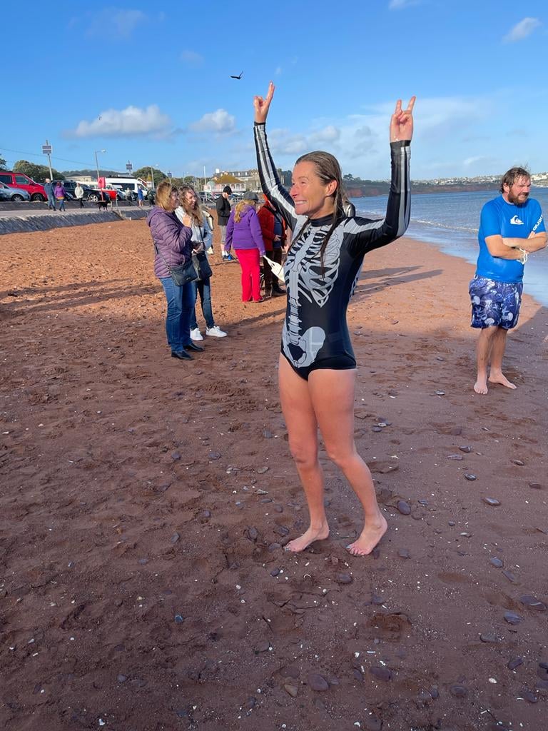Allie Dart completing her 365th swim (Allie Dart/Cornish Seal Sanctuary/PA)