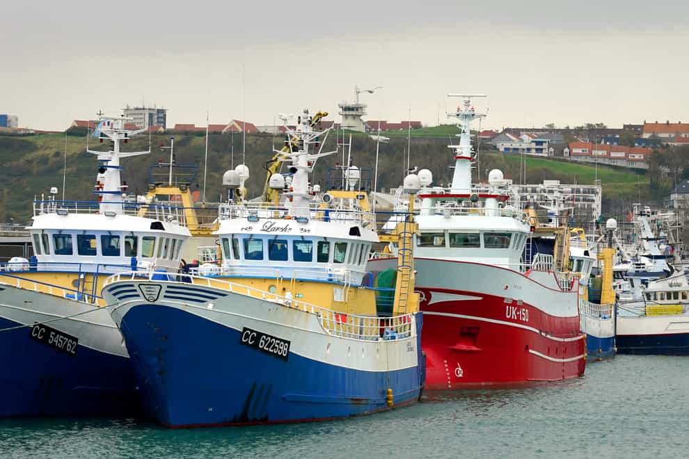 Fishing boats moored in the port of Boulogne (Gareth Fuller/PA)