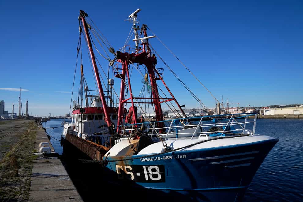 The British trawler Cornelis Gert Jan kept by French authorities docks at the port in Le Havre (Michel Euler/AP)