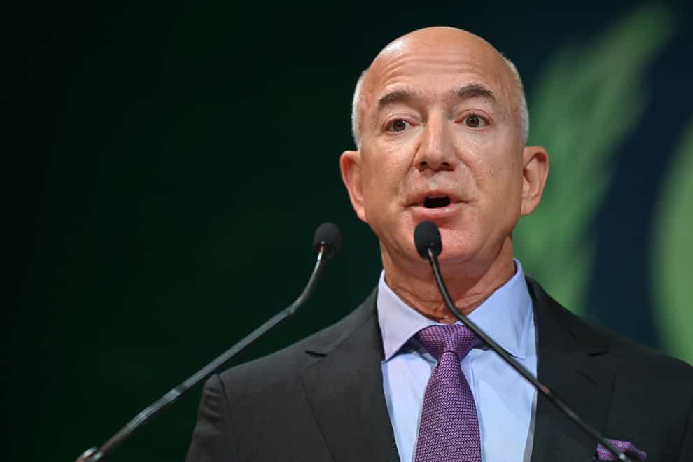 Amazon founder Jeff Bezos speaking at the Leaders’ Action on Forests and Land-use event during the Cop26 summit (Paul Ellis/PA)