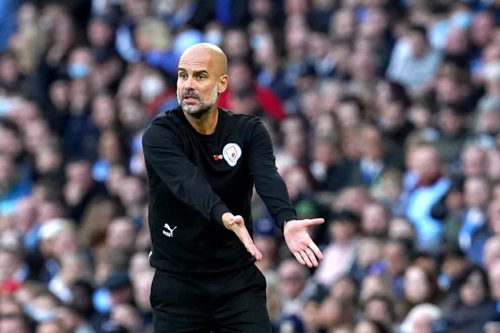 Pep Guardiola insists he is not prioritising the Manchester derby over Club Brugge (Martin Rickett/PA)