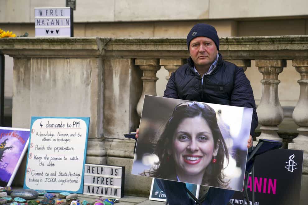 Richard Ratcliffe outside the Foreign Office in London. The husband of Nazanin Zaghari-Ratcliffe has gone on hunger strike for the second time in two years (PA)
