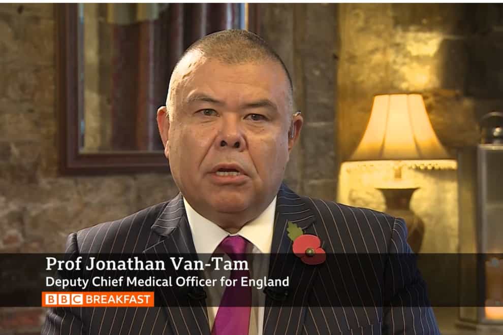 Professor Jonathan Van-Tam urged people to be cautious over the winter (BBC News/PA)