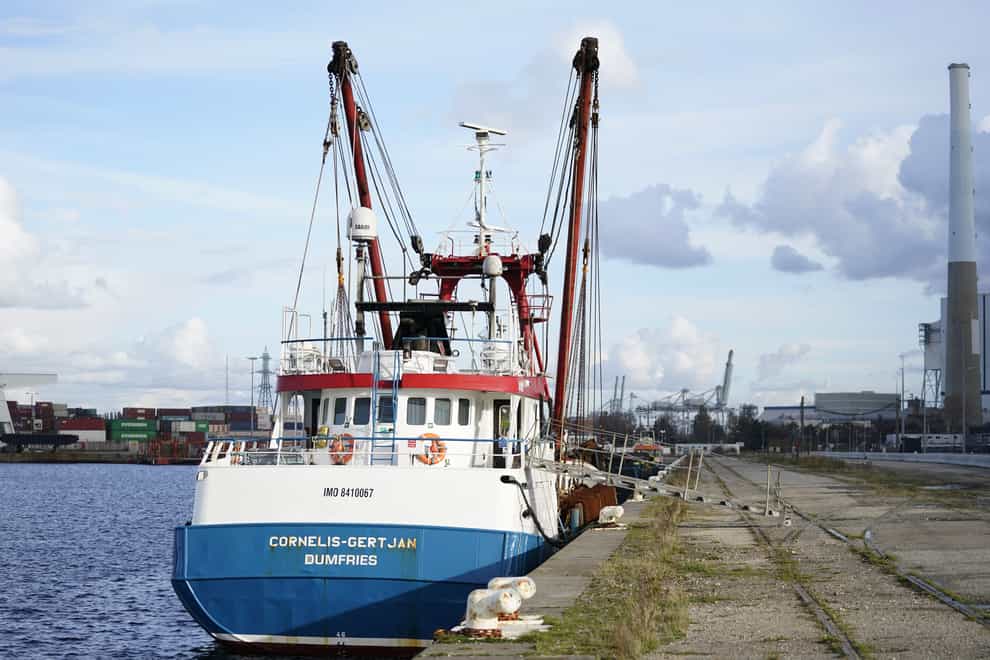 Scottish-registered scallop dredger the Cornelis Gert Jan being held in Le Havre (Andrew Matthews/PA)