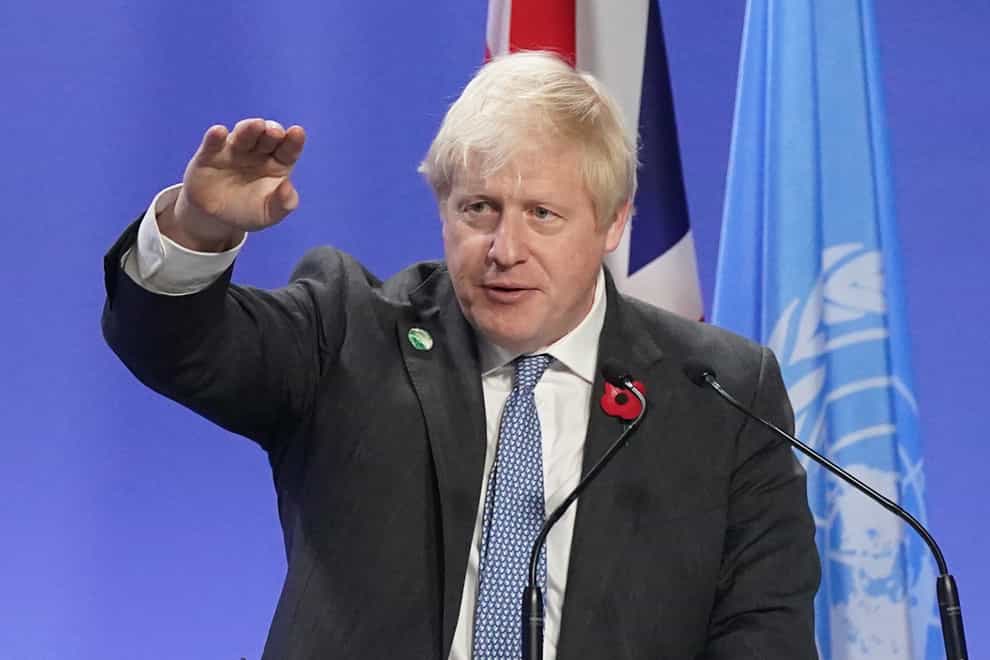 Prime Minister Boris Johnson speaking at a press conference during the Cop26 summit (Stefan Rousseau/PA)