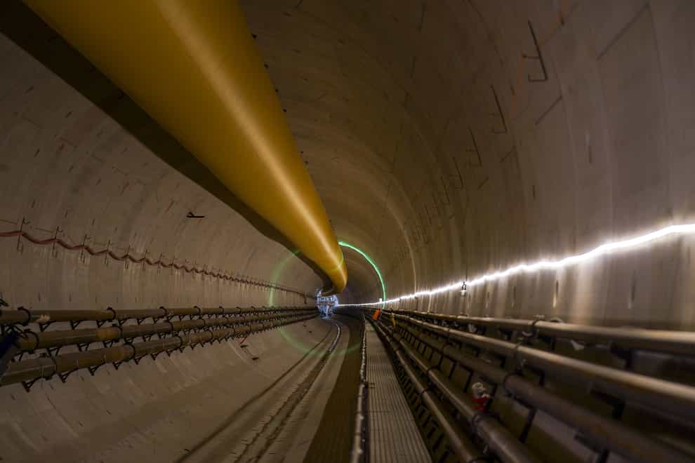 One of the two tunnels at the south portal of the HS2 align compound (PA)