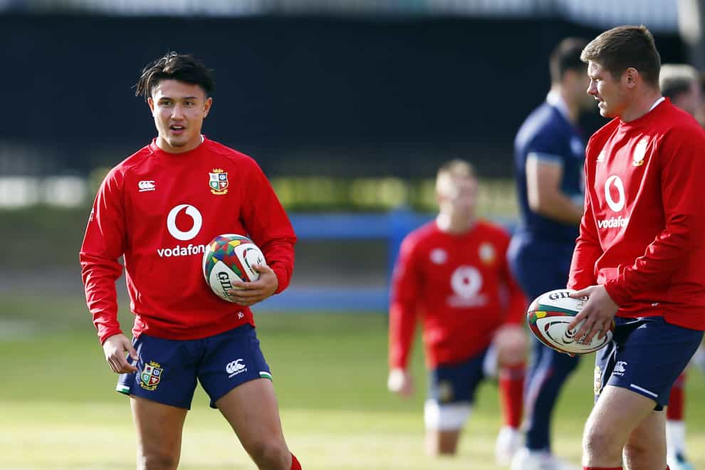 Marcus Smith, left, will step off the bench against Tonga to win his third cap for England (Steve Haag/PA)