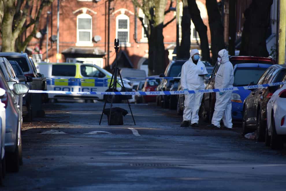 Police at the scene in Linwood Road, Handsworth, where Keon died (PA)