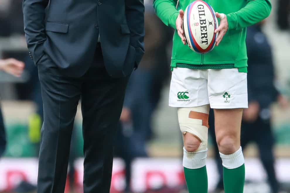 Andy Farrell, left, has no concerns about Johnny Sexton being Ireland’s first-choice fly-half at the age of 36 (Adam Davy/PA)