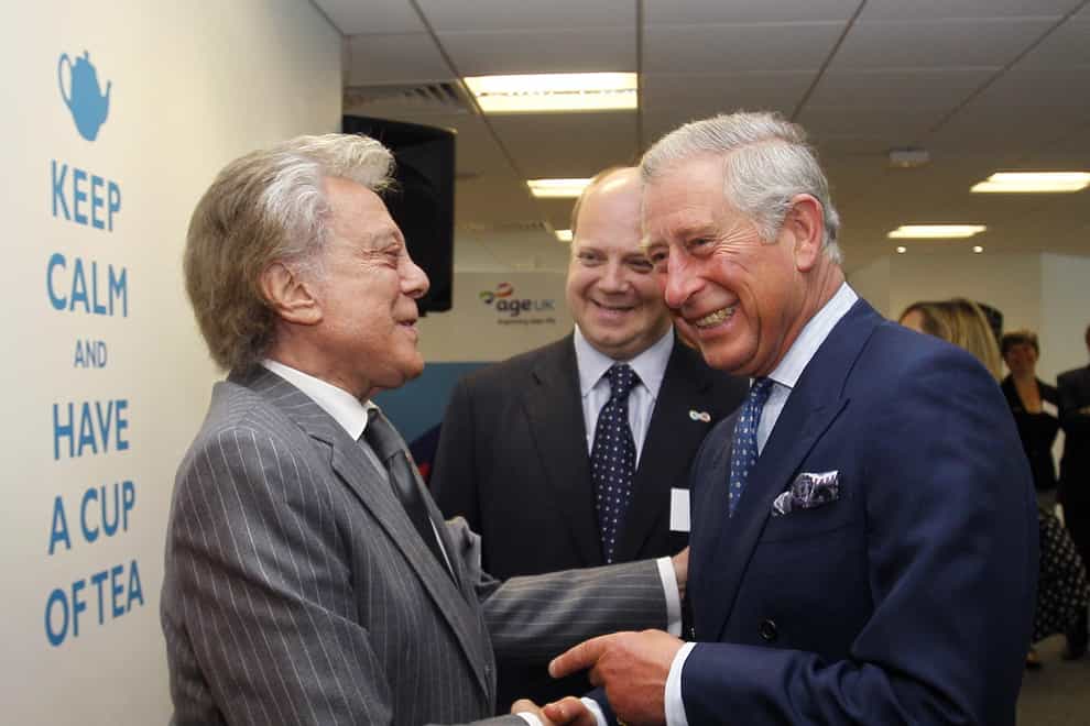 The Prince of Wales meets Lionel Blair (Kirsty Wigglesworth/PA)