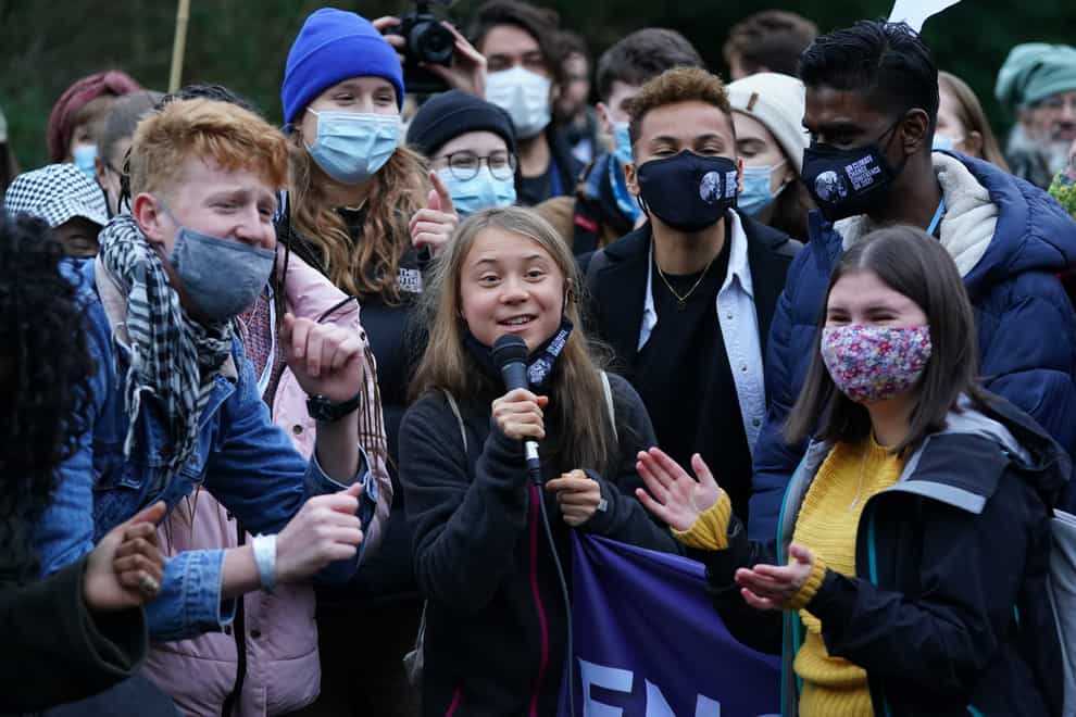 Greta Thunberg and other youth activists are set to march through Glasgow on Friday (Andrew Milligan/PA)