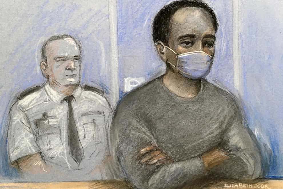 Court artist sketch of Ali Harbi Ali appearing at an earlier hearing (Elizabeth Cook/PA)