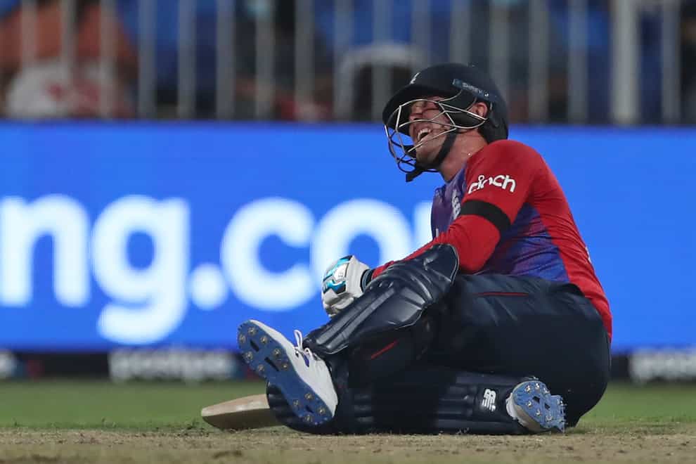 Jason Roy had to be helped from the field by England’s medics because of a calf injury (Aijaz Rahi/AP/PA)