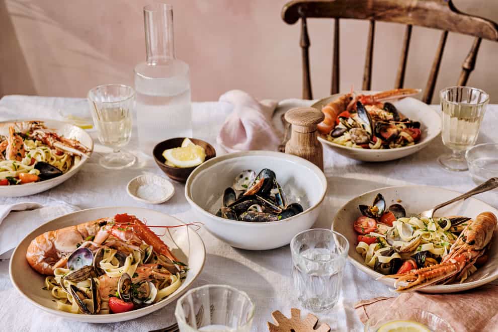 Seafood tagliatelle from Gino’s Italian Family Adventure: Easy Recipes The Whole Family Will Love by Gino D’Acampo, published by Bloomsbury (Haarala Hamilton/PA)