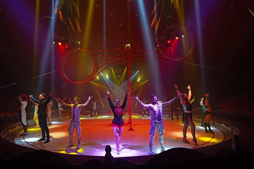 The cast of Tom Duffy’s Circus in which has begun touring Ireland again with a show in Drogheda (Niall Carson/PA)