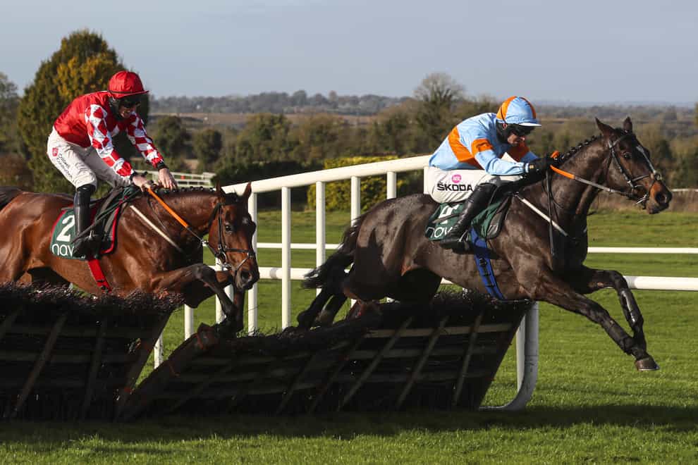 My Mate Mozzie (right) jump the last flight on their way to victory in the For Auction Novice Hurdle at Navan (Brian Lawless/PA)