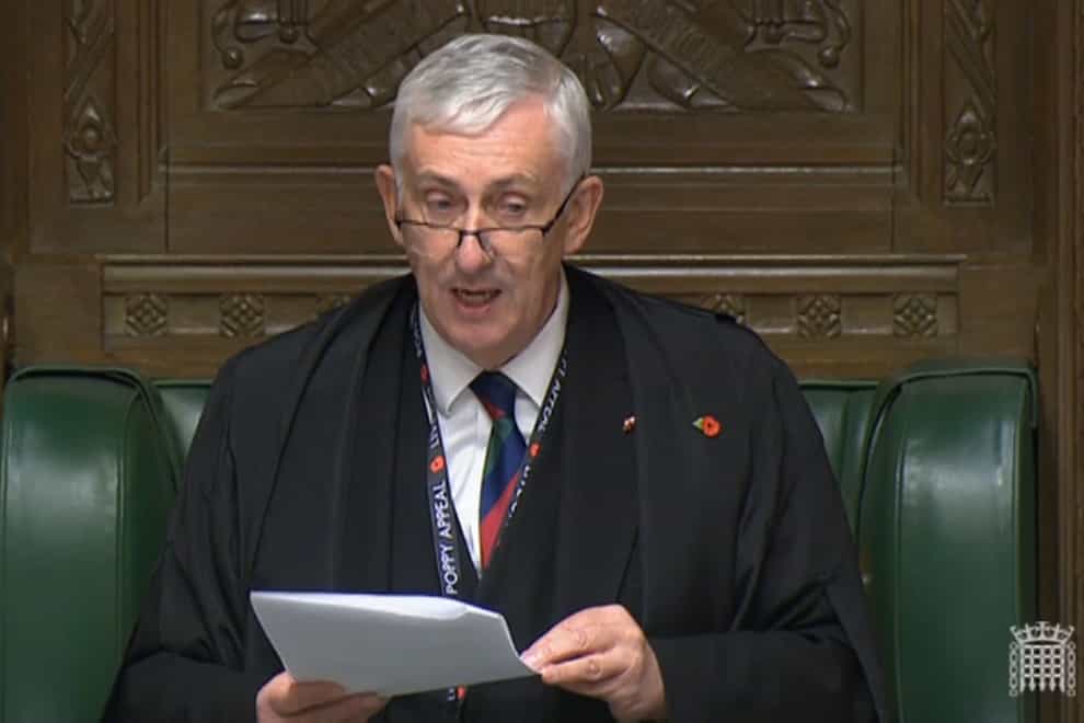 Speaker Sir Lindsay Hoyle, making a statement ahead of an emergency debate relating to standards (House of Commons/PA)