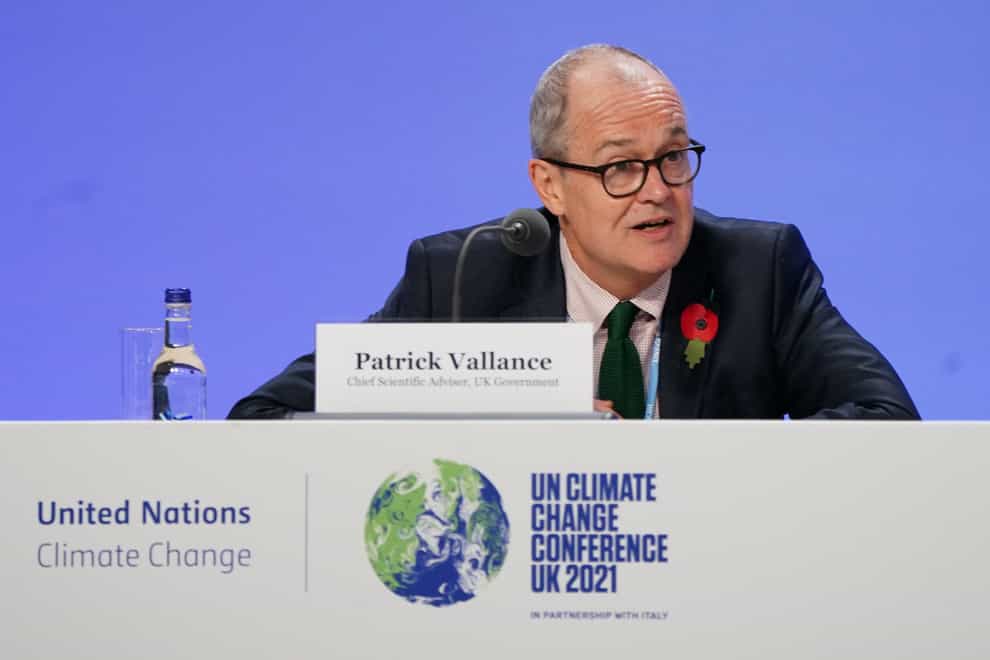 Chief scientific adviser Sir Patrick Vallance has warned it is crucial that the goal to limit temperature rises to 1.5C is kept alive (Jane Barlow/PA)