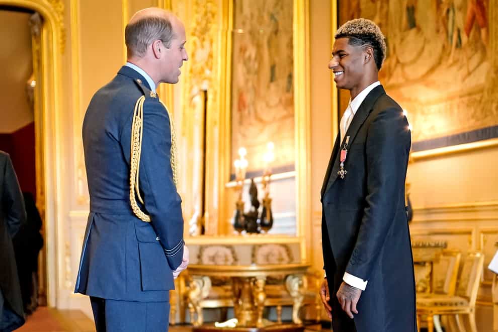 Marcus Rashford was made an MBE by the Duke of Cambridge on Tuesday (Aaron Chown/PA)