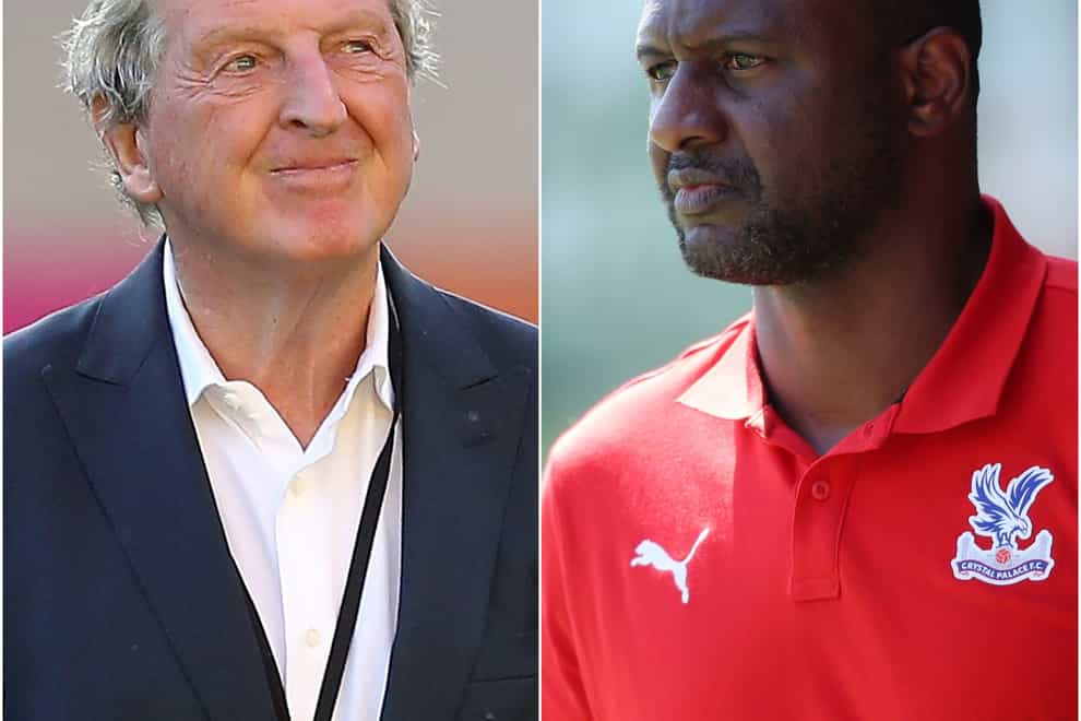 Roy Hodgson (left) believes Patrick Vieira has done a ‘wonderful job’ at Crystal Palace since he took over in the summer (Martin Rickett/Morgan Harlow/PA)